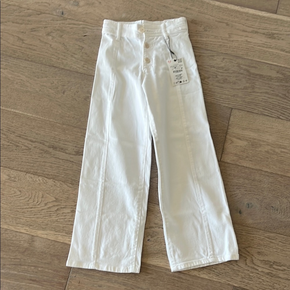 Zara White Wide-Leg Jeans High-Waisted